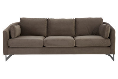 Orsina Luxe 3 Seater Grey Velvet Sofa,lounge Couch With Scatter Cushions,sofa Seat With Slim Armrests,velvet Couch - image 1