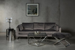 Orsina Luxe 3 Seater Grey Velvet Sofa,lounge Couch With Scatter Cushions,sofa Seat With Slim Armrests,velvet Couch - thumbnail 2