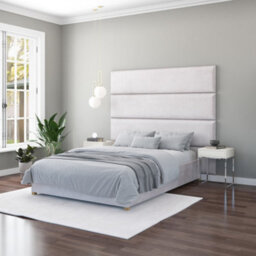 Aspire 45Cm X 210Cm Large Upholstered Headboard Wall Panel, Plush Velvet Light Silver - thumbnail 3