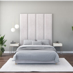 Aspire 45Cm X 210Cm Large Upholstered Headboard Wall Panel, Plush Velvet Light Silver - thumbnail 2