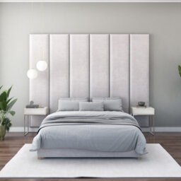 Aspire 45Cm X 210Cm Large Upholstered Headboard Wall Panel, Plush Velvet Light Silver - thumbnail 4
