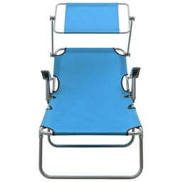Walplus Sun Lounger With Canopy Steel Blue - thumbnail 2