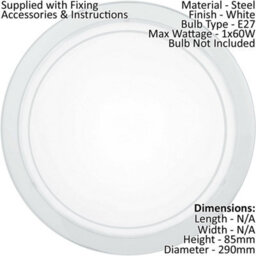 Stylish Wall Or Ceiling Flush Light With White Shade And E27 Bulb Socket - thumbnail 2