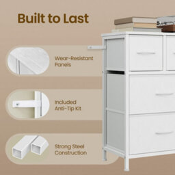 Ledrem Chest Of Drawers, 8 Fabric Drawers Storage Organiser, Steel Frame, 98.7 X 30 X 74.7 Cm, White - thumbnail 8