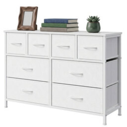 Ledrem Chest Of Drawers, 8 Fabric Drawers Storage Organiser, Steel Frame, 98.7 X 30 X 74.7 Cm, White - thumbnail 3
