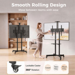 Homcom Mobile Tv Stand On Wheels For 32-75 Inch Screens, Height Adjustable - thumbnail 6