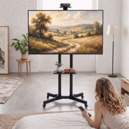 Homcom Mobile Tv Stand On Wheels For 32-75 Inch Screens, Height Adjustable - thumbnail 9