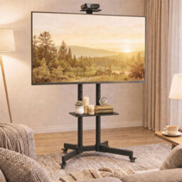 Homcom Mobile Tv Stand On Wheels For 32-75 Inch Screens, Height Adjustable - thumbnail 2
