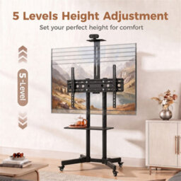 Homcom Mobile Tv Stand On Wheels For 32-75 Inch Screens, Height Adjustable - thumbnail 4