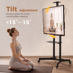 Homcom Mobile Tv Stand On Wheels For 32-75 Inch Screens, Height Adjustable - thumbnail 5