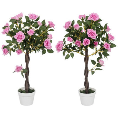 2 X 90Cm Artificial Rose Tree Fake Purple Decorative Plant - image 1