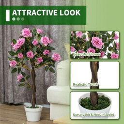 2 X 90Cm Artificial Rose Tree Fake Purple Decorative Plant - thumbnail 5