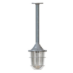 Industrial E27 Base Conduit Pendant Light Fitting 40Cm Galvanized Steel With Metal 21Cm Cage Hanging Pendant Lamp - thumbnail 1