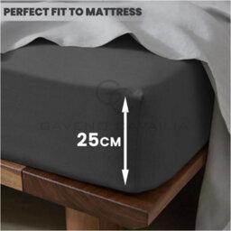 Gc Gaveno Cavailia Plain Dyed Fitted Bedsheet King Charcoal Super Soft & Comfy Non Iron Fitted Sheet - thumbnail 2