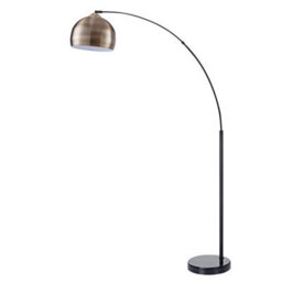 Teamson Home Arc Curved Standing Floor Lamp With Faux Marble Base, Antique Brass - 110 X 32 X 173 (Cm) - thumbnail 2