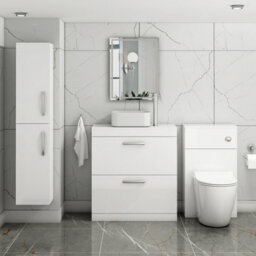 Royal Bathrooms 800mm Floor Standing Vanity Unit 2 Drawer Gloss White & Countertop Basin - Elena - thumbnail 2