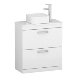 Royal Bathrooms 800mm Floor Standing Vanity Unit 2 Drawer Gloss White & Countertop Basin - Elena - thumbnail 4