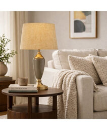 Lighting Supermarket Bailey Large Sage Green Table Lamp With Beige Lined Shade - thumbnail 7