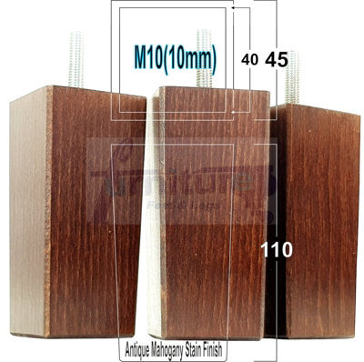 L&F 4X Replacement Furniture Legs Solid Wood 110mm High Sofas Chairs Settee Cabinets Legs M10 Tsp2055 - image 1