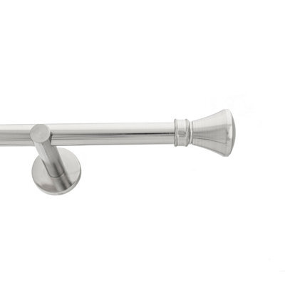 Toolty Inox Metal Curtain Pole 19mm With Finials Rod Modern Brackets Liberty 195Cm