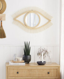 Beliani Wall Mirror Soyopa 79 Cm 48 Cm Bamboo Natural - thumbnail 2