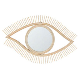 Beliani Wall Mirror Soyopa 79 Cm 48 Cm Bamboo Natural