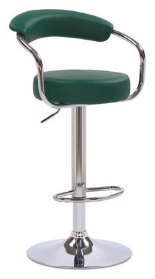 Lamboro Zenith Kitchen Bar Stool, Chrome Footrest, Height Adjustable Swivel Gas Lift, Home Bar & Breakfast Barstool, Faux-Leather, Green - image 1