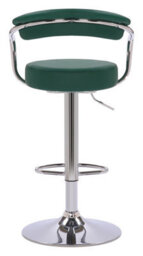 Lamboro Zenith Kitchen Bar Stool, Chrome Footrest, Height Adjustable Swivel Gas Lift, Home Bar & Breakfast Barstool, Faux-Leather, Green - thumbnail 5