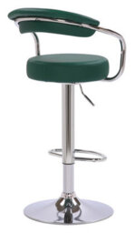 Lamboro Zenith Kitchen Bar Stool, Chrome Footrest, Height Adjustable Swivel Gas Lift, Home Bar & Breakfast Barstool, Faux-Leather, Green - thumbnail 4