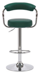 Lamboro Zenith Kitchen Bar Stool, Chrome Footrest, Height Adjustable Swivel Gas Lift, Home Bar & Breakfast Barstool, Faux-Leather, Green - thumbnail 3