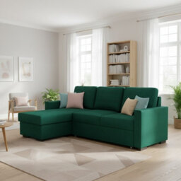 Tokio D Green Reversible Corner Sofa Bed Modern Design With Pull Out Sleep Function And Built In Storage - thumbnail 3