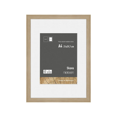 Nielsen Skava A4 Oak Wooden Picture Frame With 15 X 20Cm Mount, Float Glass And Push/turn Clips - image 1