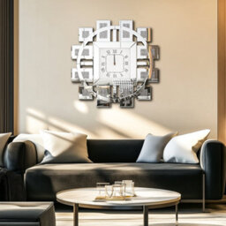 Artloge 80Cm Silver Large Irregular Wall Mirror Clock Aesthetic Crushed Diamond Inlay Wall Clock - thumbnail 8