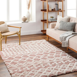 Livabliss Urban Shaggy-Geometric Pink White Soft Plush Pile Living Bedroom Rug 200 X 290 Cm Easy Care, Non Shedding - thumbnail 2