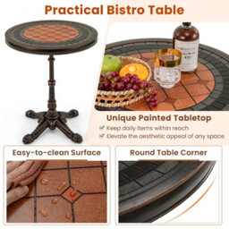 Gainoom 60Cm Round Patio Dining Table Cast Aluminum Dining Table Bronze - thumbnail 8