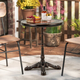 Gainoom 60Cm Round Patio Dining Table Cast Aluminum Dining Table Bronze - thumbnail 4