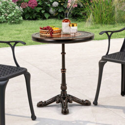 Gainoom 60Cm Round Patio Dining Table Cast Aluminum Dining Table Bronze - thumbnail 3