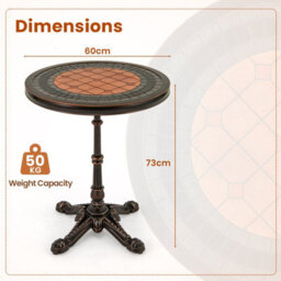 Gainoom 60Cm Round Patio Dining Table Cast Aluminum Dining Table Bronze - thumbnail 2