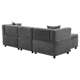 Btm 80 Inch L Shaped Sectional Sofa With Removable Storage Ottoman And 2 Pillows Fabric Sofa For Living Room And Apartment Grey - thumbnail 5