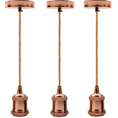 Ledsone Vintage Antique Brass E27 Pendant Light Fitting Metal Ceiling Lamp Holder With Twisted Cable For Restaurant - image 1