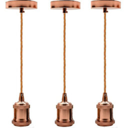 Ledsone Vintage Antique Brass E27 Pendant Light Fitting Metal Ceiling Lamp Holder With Twisted Cable For Restaurant - thumbnail 1