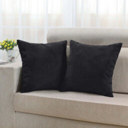 Ameha Stripe Velvet Black Cushion Cover 18X18 Inch Set Of 2, Soft Breathable Hypoallergenic Zip Closure - thumbnail 5