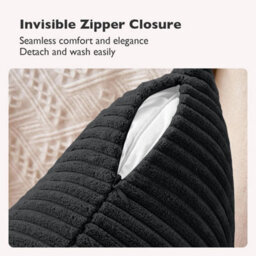 Ameha Stripe Velvet Black Cushion Cover 18X18 Inch Set Of 2, Soft Breathable Hypoallergenic Zip Closure - thumbnail 7