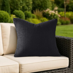 Ameha Stripe Velvet Black Cushion Cover 18X18 Inch Set Of 2, Soft Breathable Hypoallergenic Zip Closure - thumbnail 2