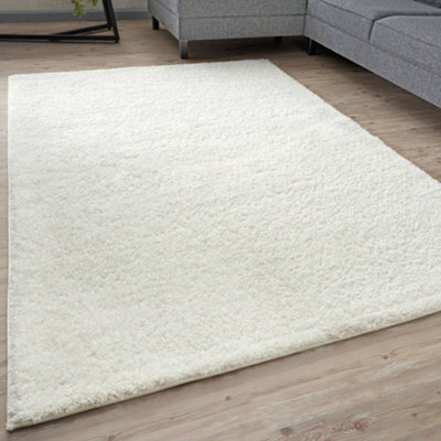 The Rugs White Soft Plain Design Fluffy Shaggy Rugs And Runners High Pile Living Room Kitchen Hallway 380 - image 1