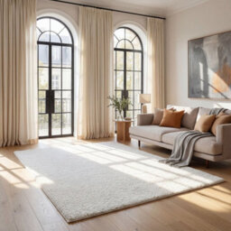 The Rugs White Soft Plain Design Fluffy Shaggy Rugs And Runners High Pile Living Room Kitchen Hallway 380 - thumbnail 3