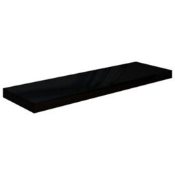 Berkfield Floating Wall Shelves 2 Pcs High Gloss Black 80X23.5X3.8 Cm Mdf - thumbnail 3
