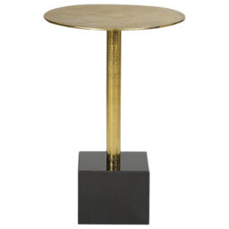 Wyld And Coco Noblecasa Gold Round Metal Side Table With Black Marble Base, 30Cm Diameter, 54Cm High - thumbnail 1