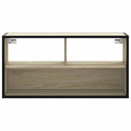 Berkfield Tv Cabinet Sonoma Oak 80X31X39.5 Cm Engineered Wood And Metal - thumbnail 4