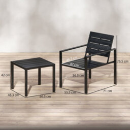 Outsunny 3 Pieces Garden Bistro Set For 2, Outdoor Bistro Table And Chairs - thumbnail 3